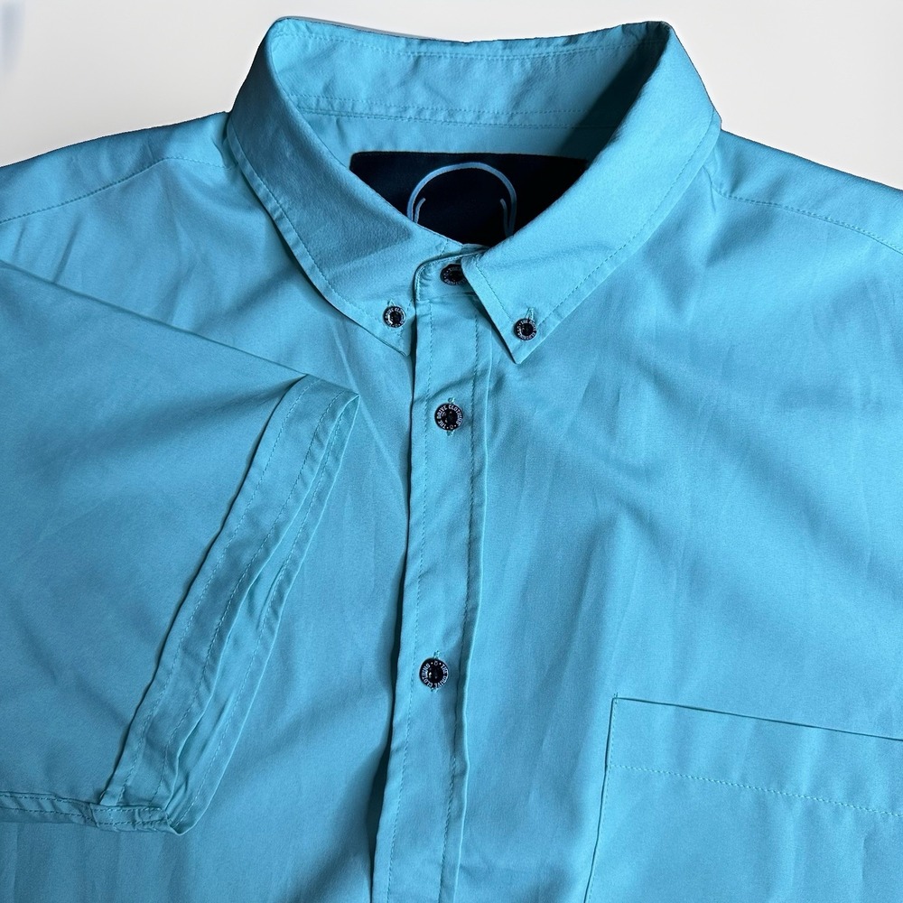 The Drive Clothing Shirt Mens XXL Blue Button Down Stretch Skull Performance